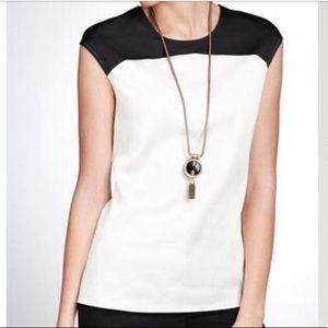 Ann Taylor ColorBlock CapSleeve Blouse